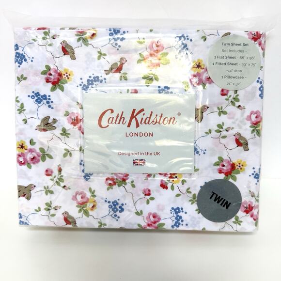 Cath Kidston Other - CATH KIDSTON London BIRD FLORAL Pink Blue Multi Girls TWIN Cotton SHEET SET